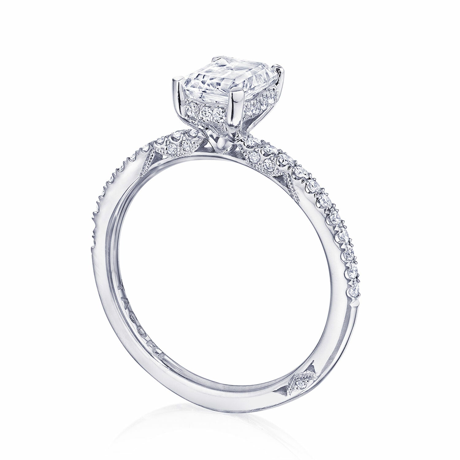 Emerald Pavé Platinum Engagement Ring - 267015