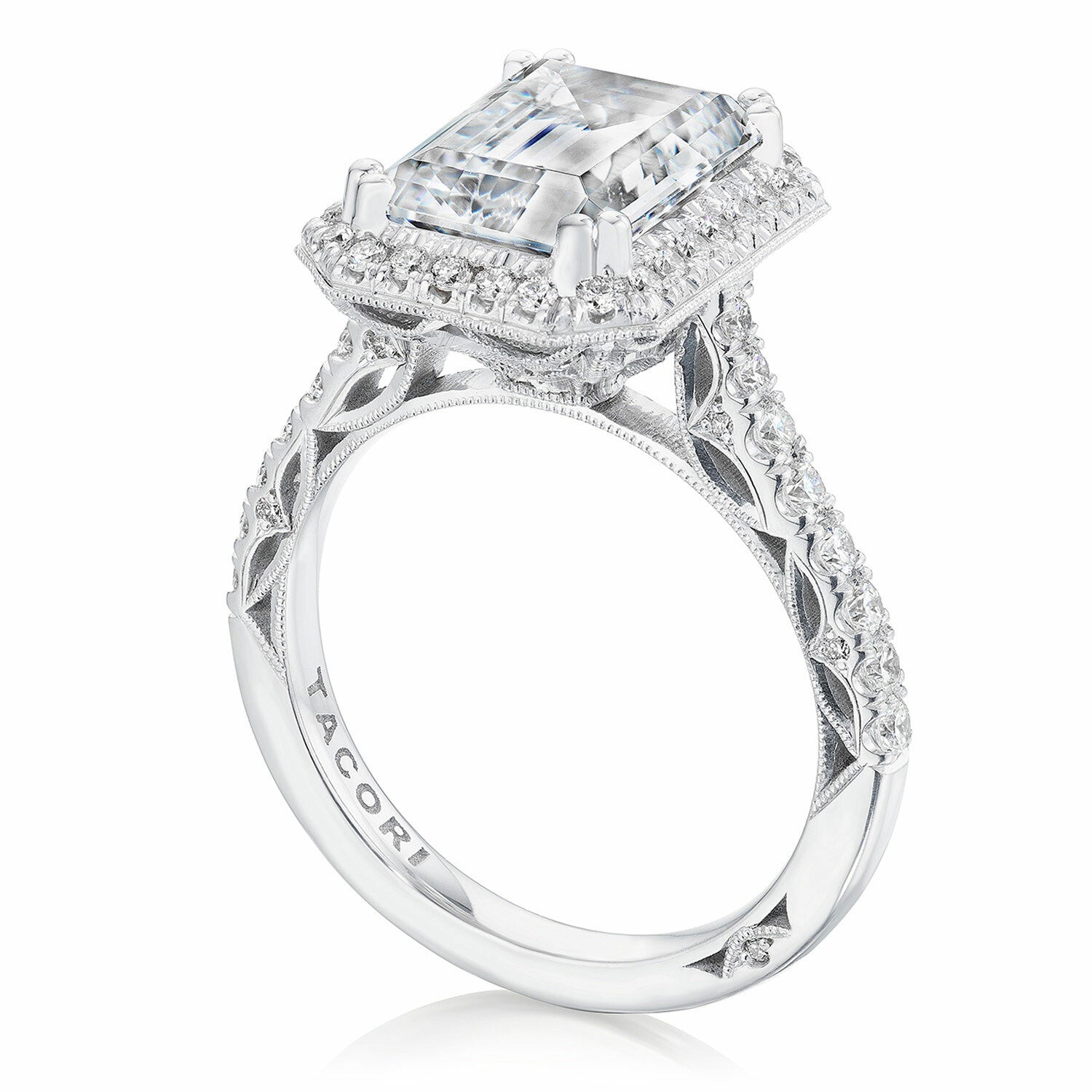 Emerald Halo Platinum Engagement Ring - 269122