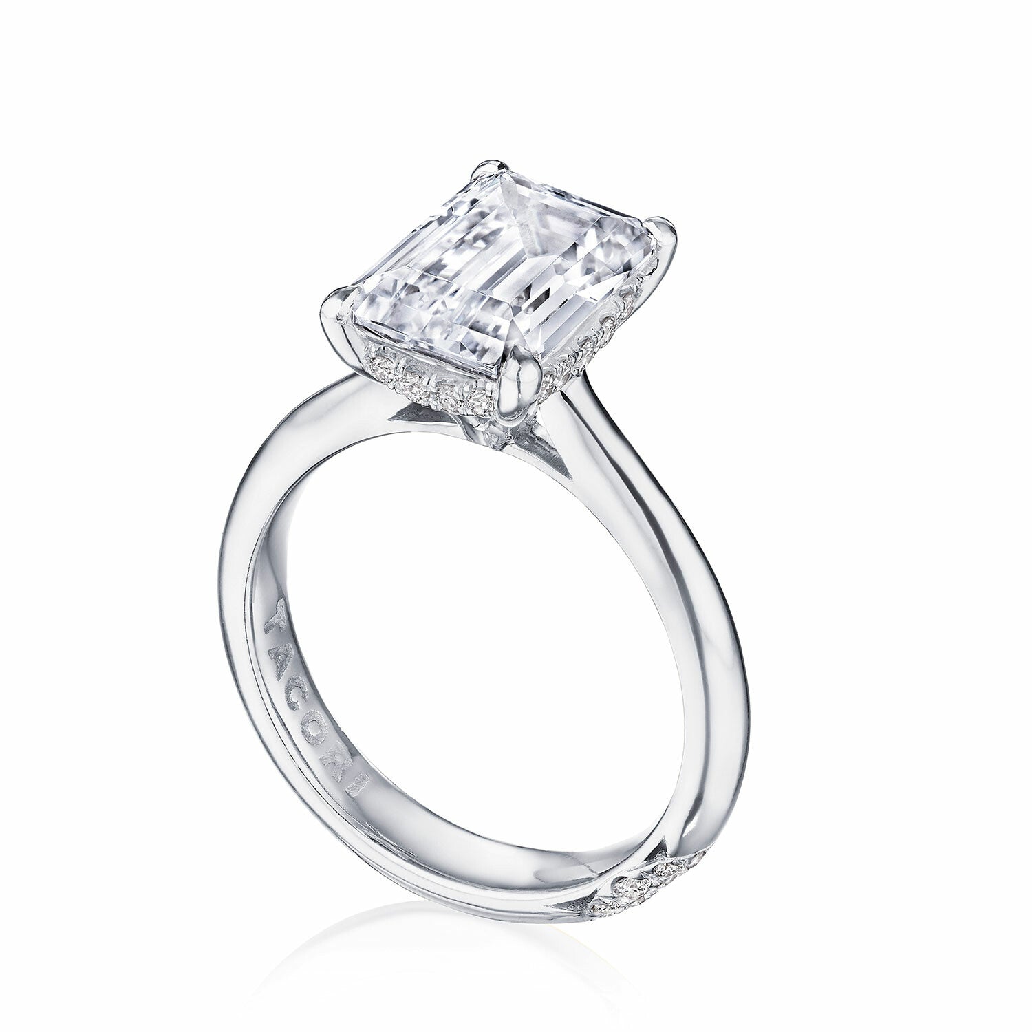 Emerald Solitaire Platinum Engagement Ring - HT2671
