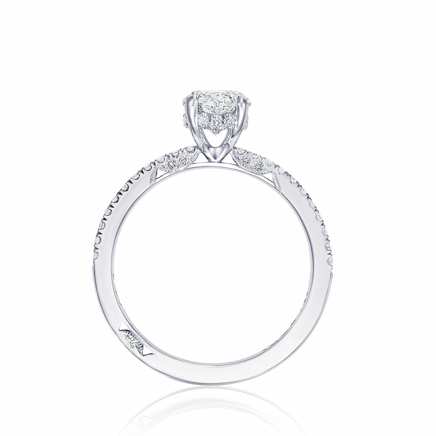 Oval Pavé Platinum Engagement Ring - 267015