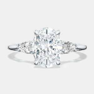 Oval 3-Stone Platinum Engagement Ring - 2685