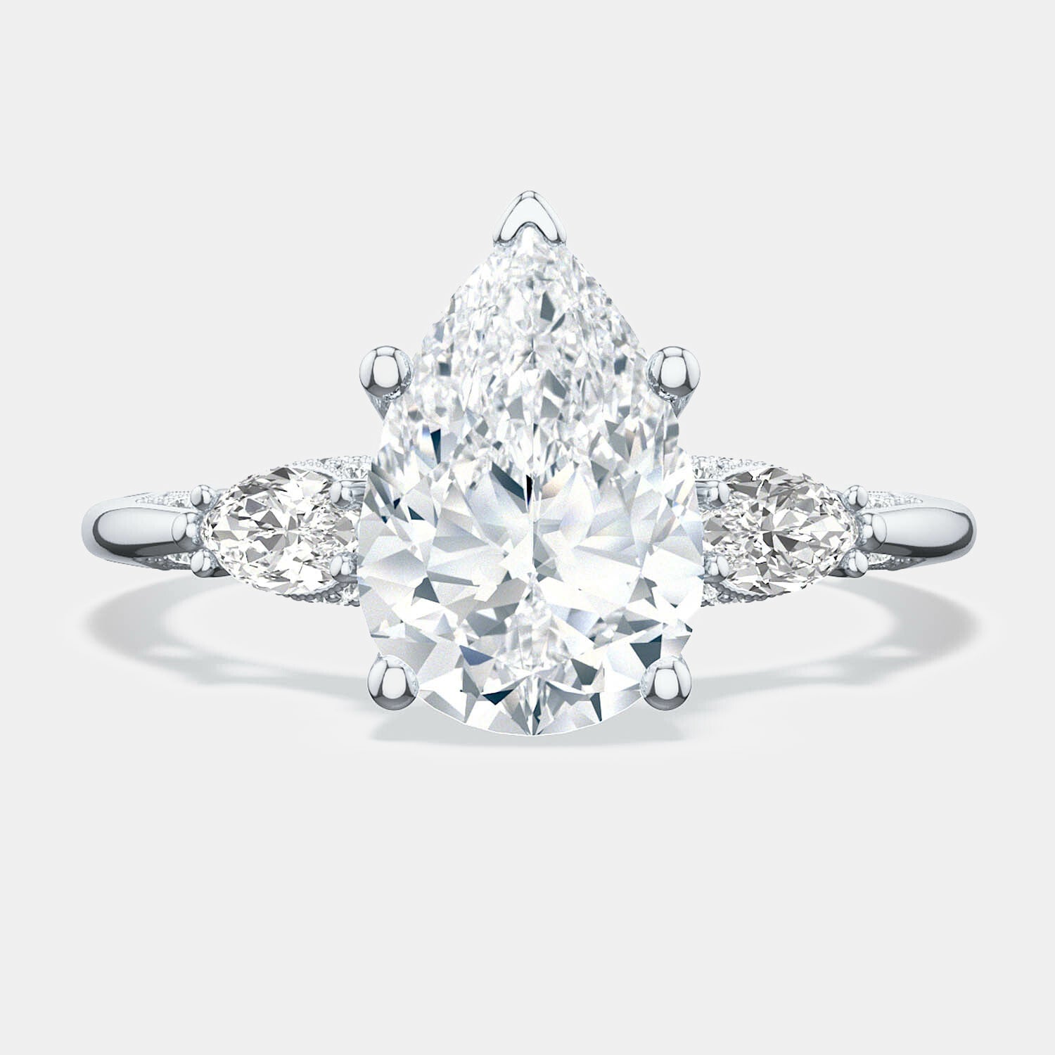 Pear 3-Stone Platinum Engagement Ring - 2685