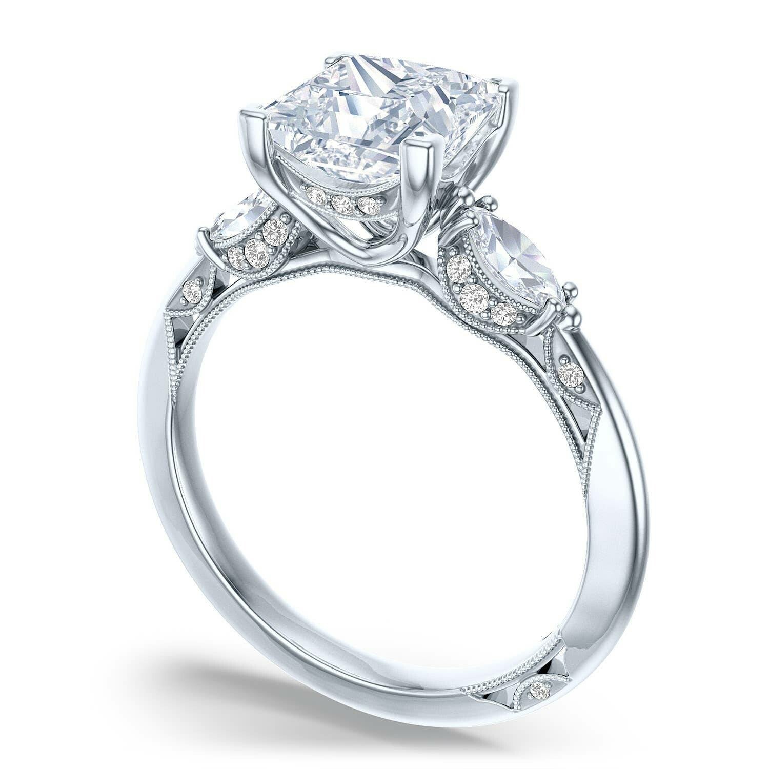 Princess 3-Stone Platinum Engagement Ring - 2685
