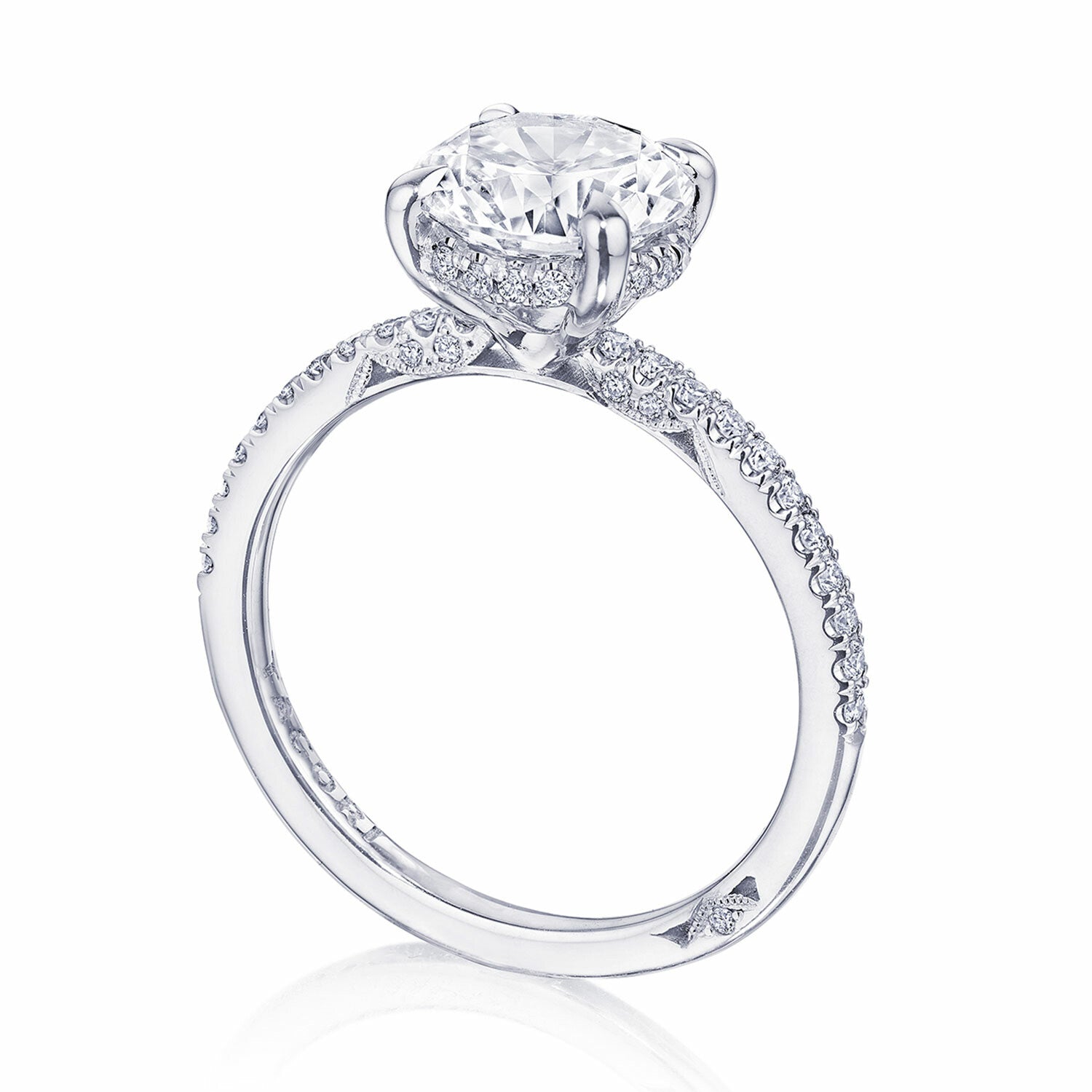 Round Pavé Platinum Engagement Ring - 267015