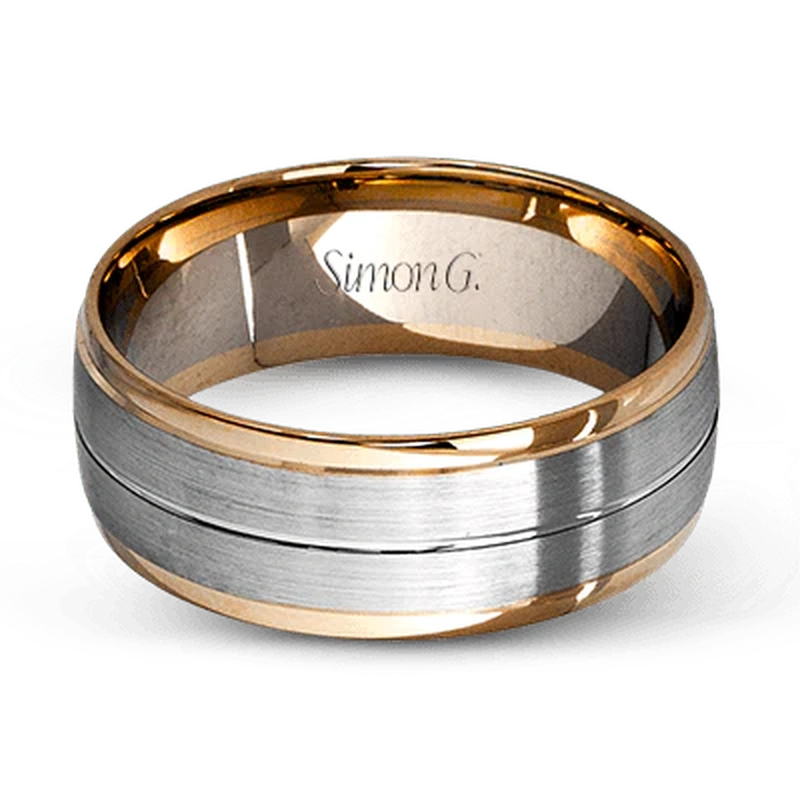 Classic Brushed Wedding Ring 18k White/Rose Gold - LG103