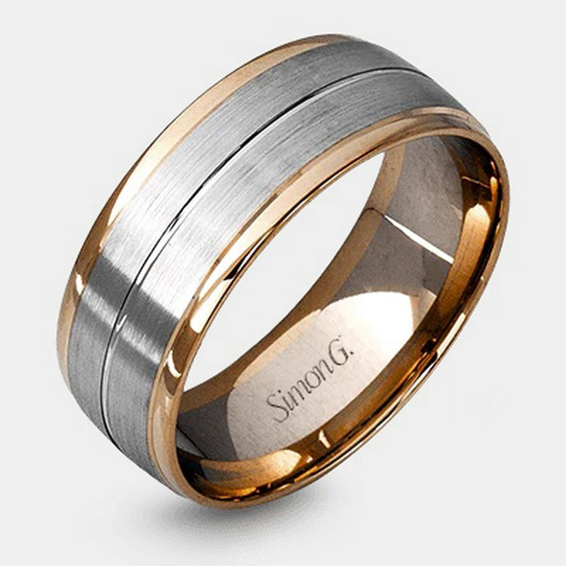 Classic Brushed Wedding Ring 18k White/Rose Gold - LG103