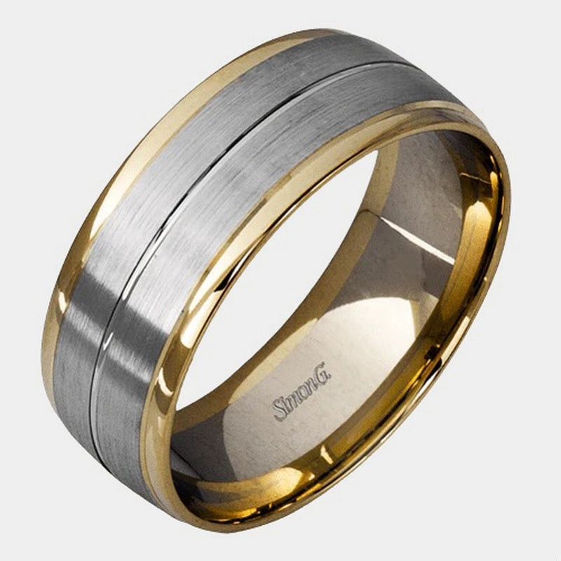 Classic Brushed Wedding Ring 18k White/Yellow Gold - LG103