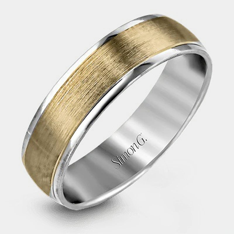 Brushed Wedding Ring 14k White/Yellow Gold - LG124