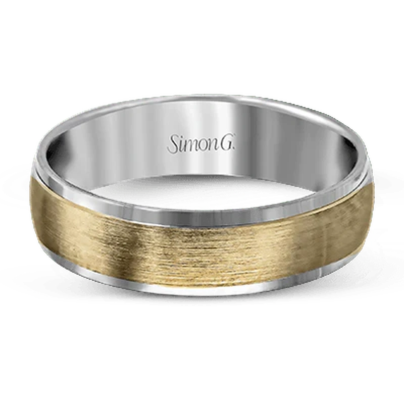 Brushed Wedding Ring 18k White/Yellow Gold - LG124