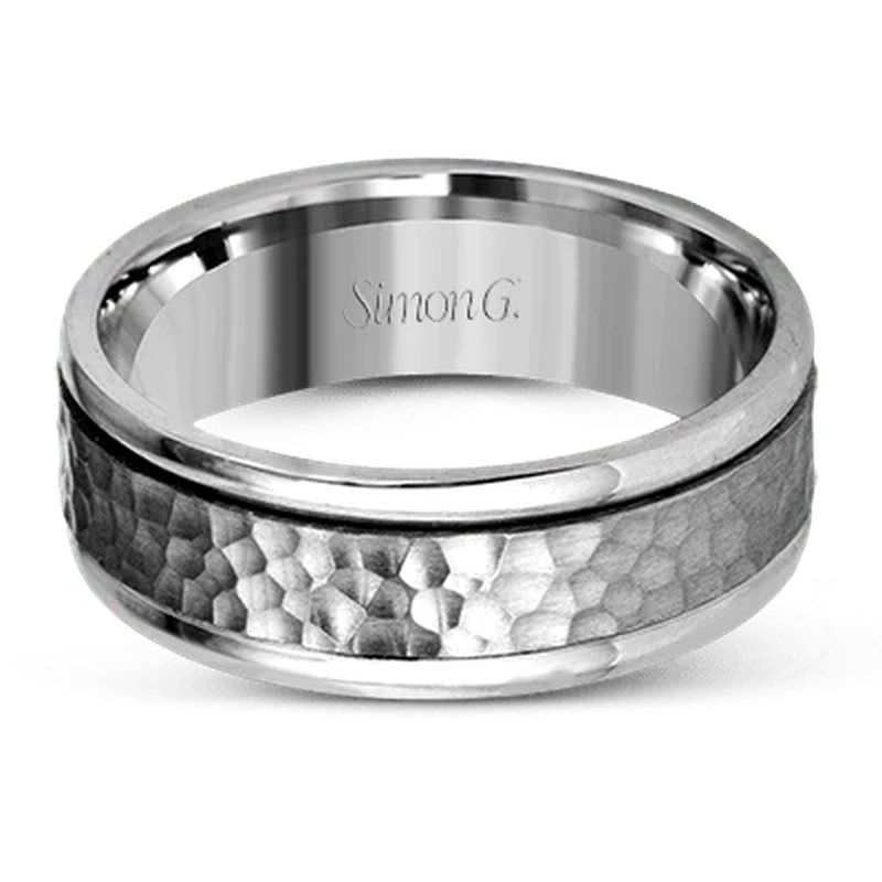 Hammered Wedding Ring 18k White Gold - LG140