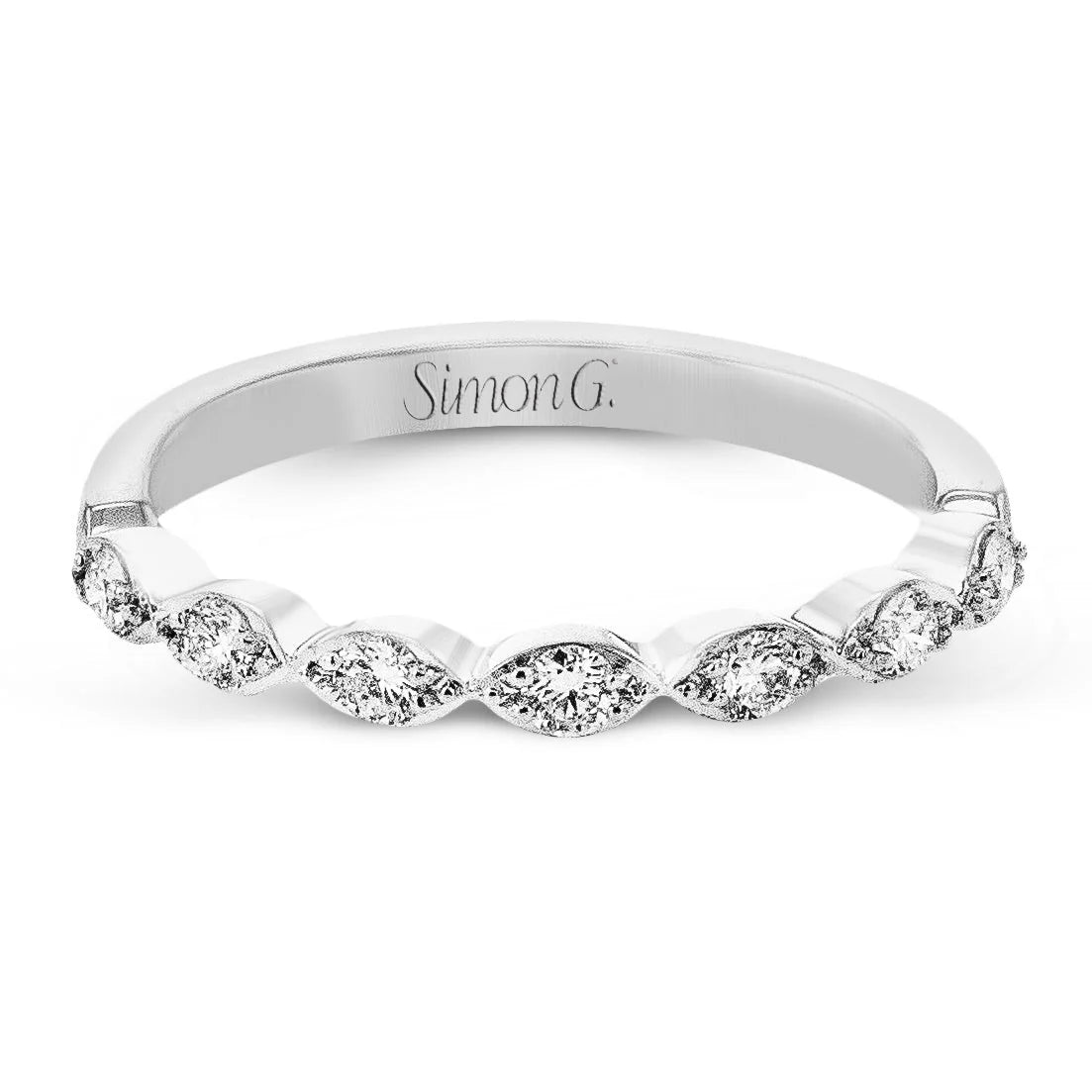 Marquise Shape Wedding Ring 18k White Gold - LR4017-B
