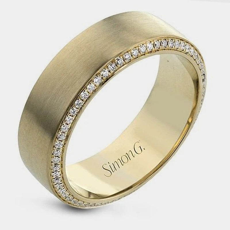 Diamond Accent Wedding Ring 18k Yellow Gold - MR2273