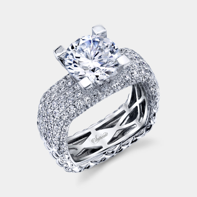 Round Pavé Diamond Engagement Ring - SJU1593R