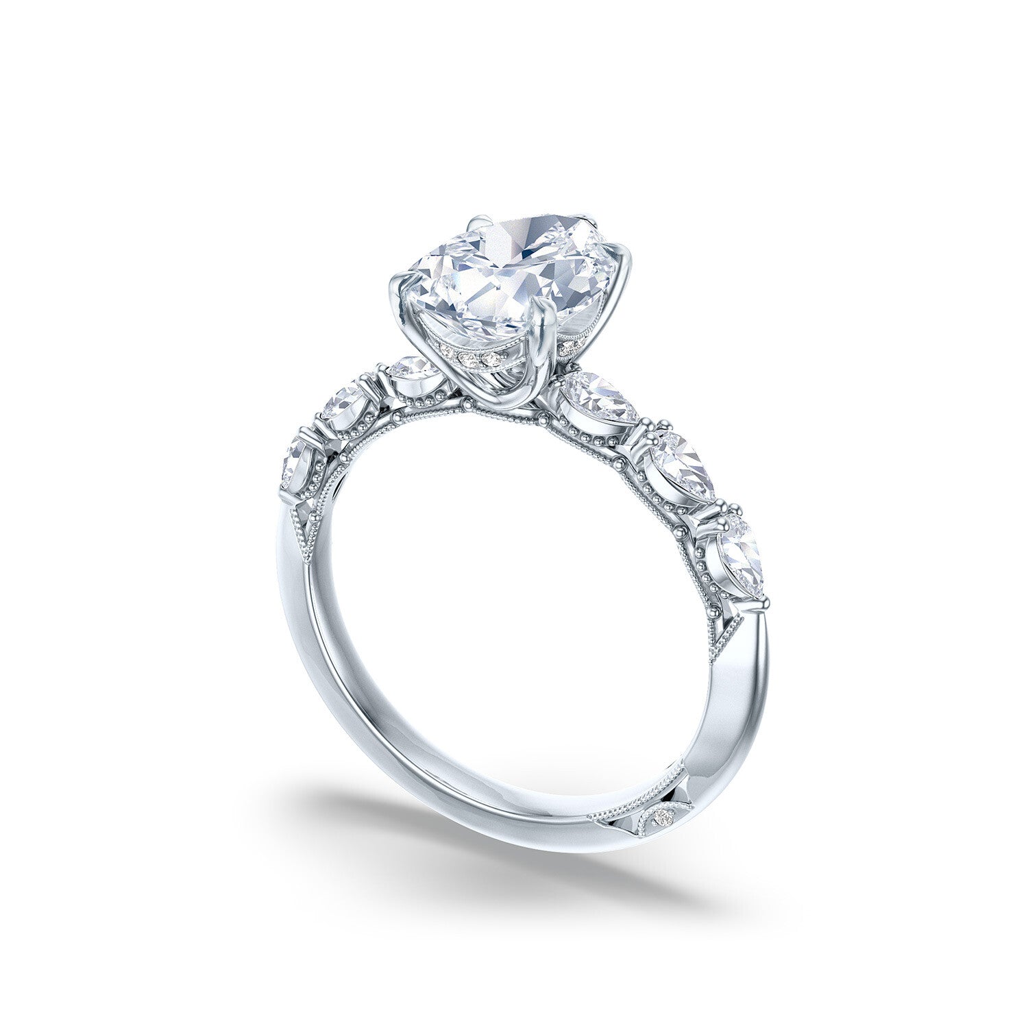 Pear Side Stone Platinum Engagement Ring - 2687