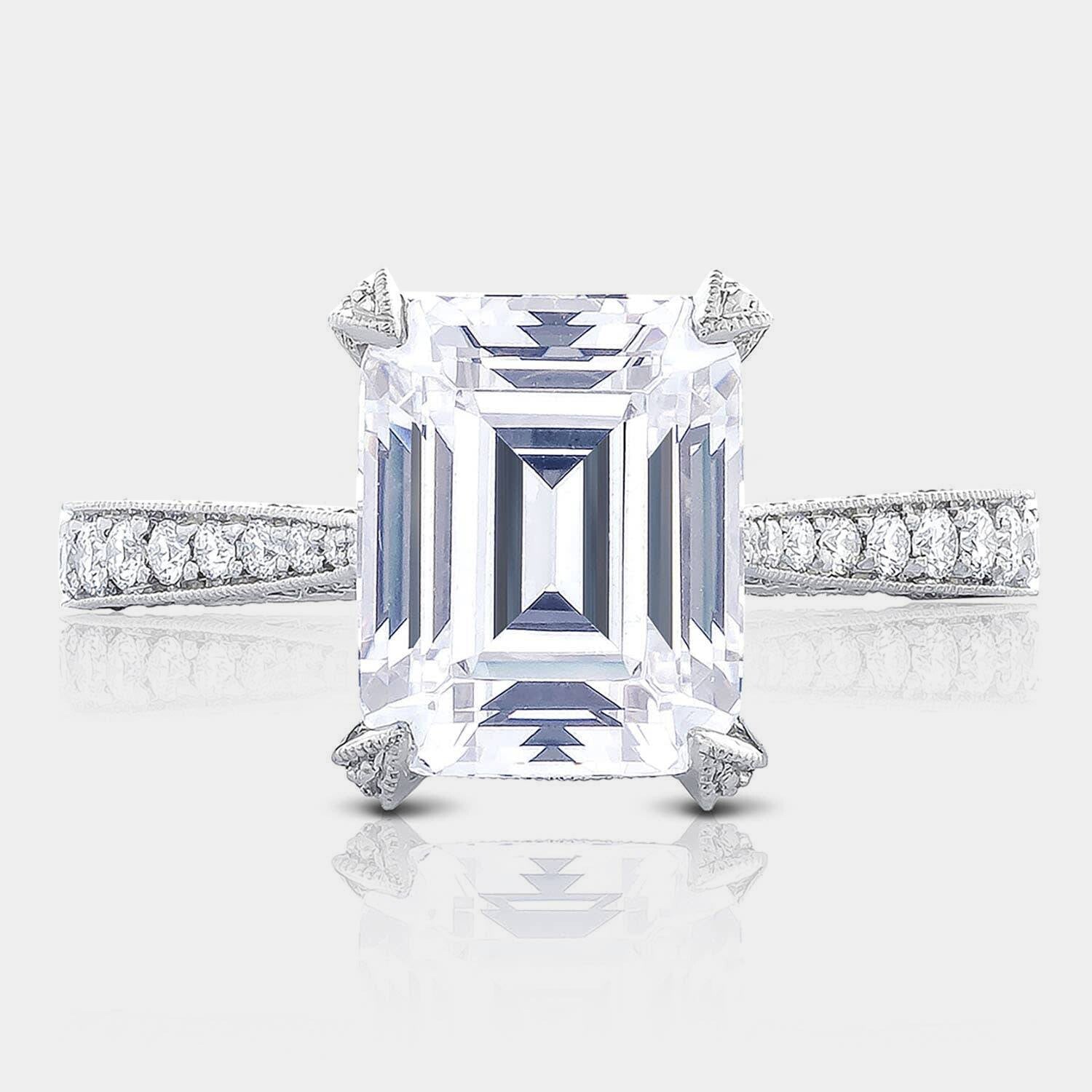 Emerald Pavé Platinum Engagement Ring - HT2626