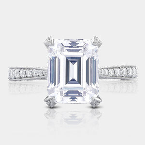 Emerald Pavé Platinum Engagement Ring - HT2626