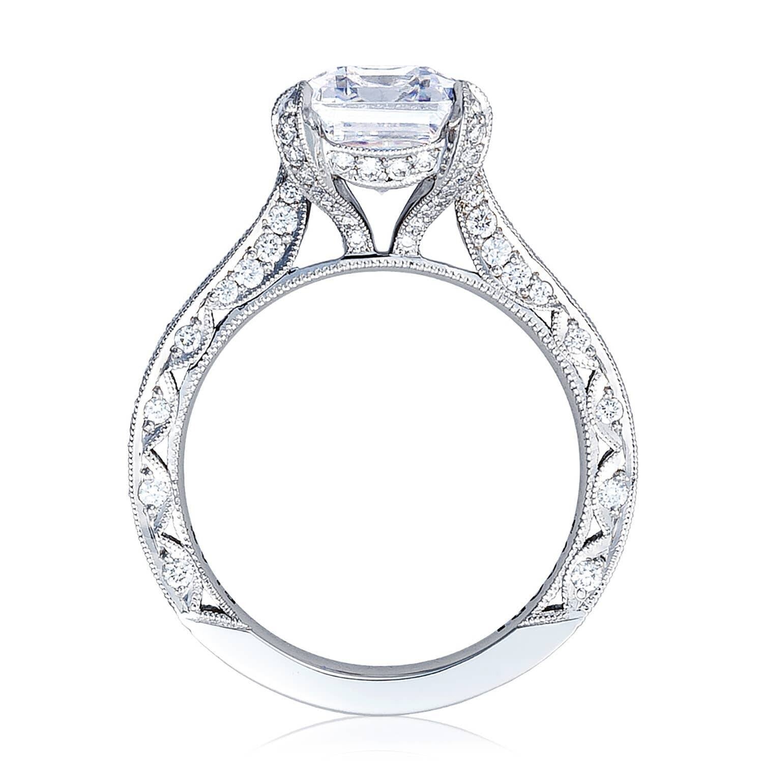 Emerald Pavé Platinum Engagement Ring - HT2626