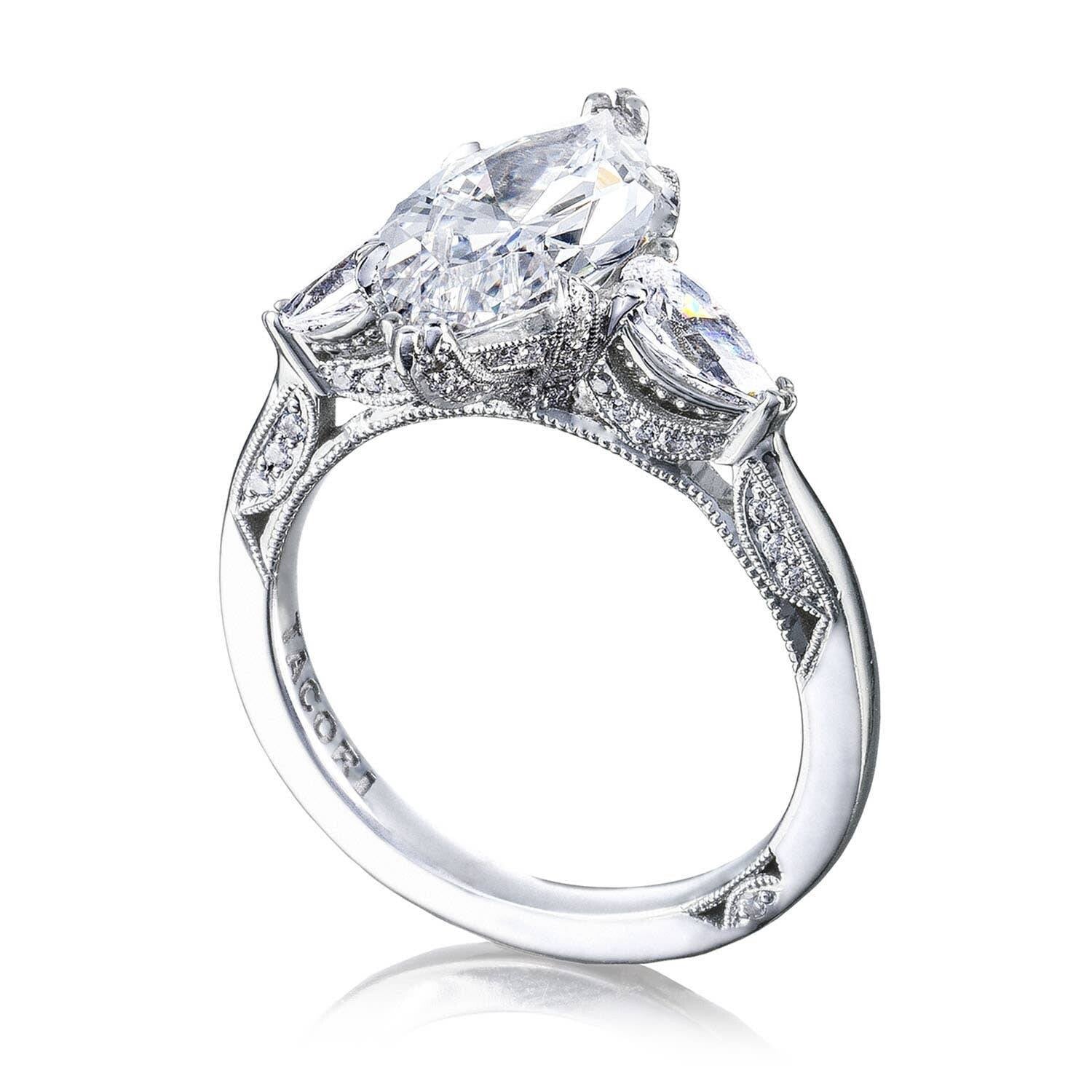 Marquise 3-Stone Platinum Engagement Ring - HT2628