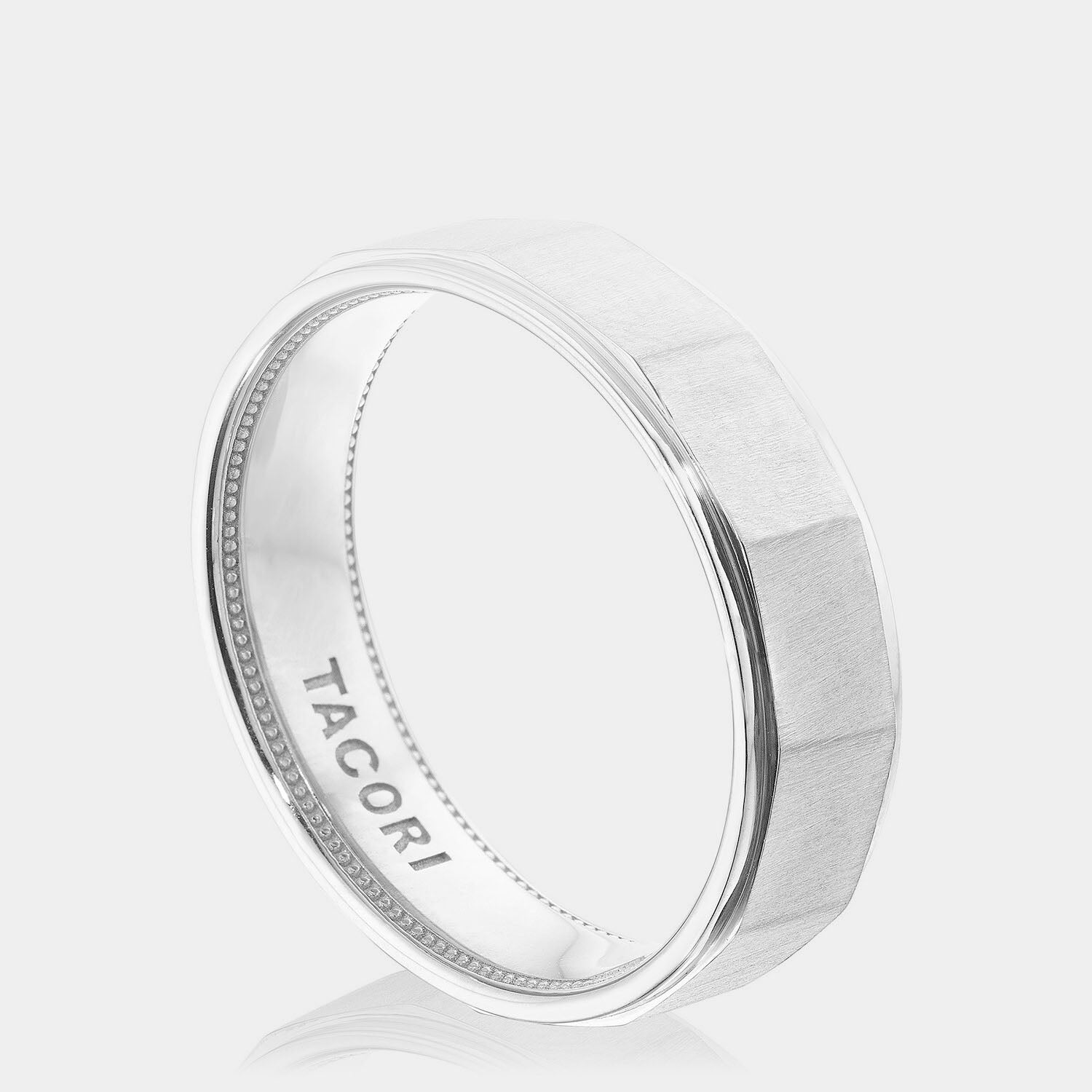 Geometric Faceted Wedding Ring 18K White Gold - 147-6