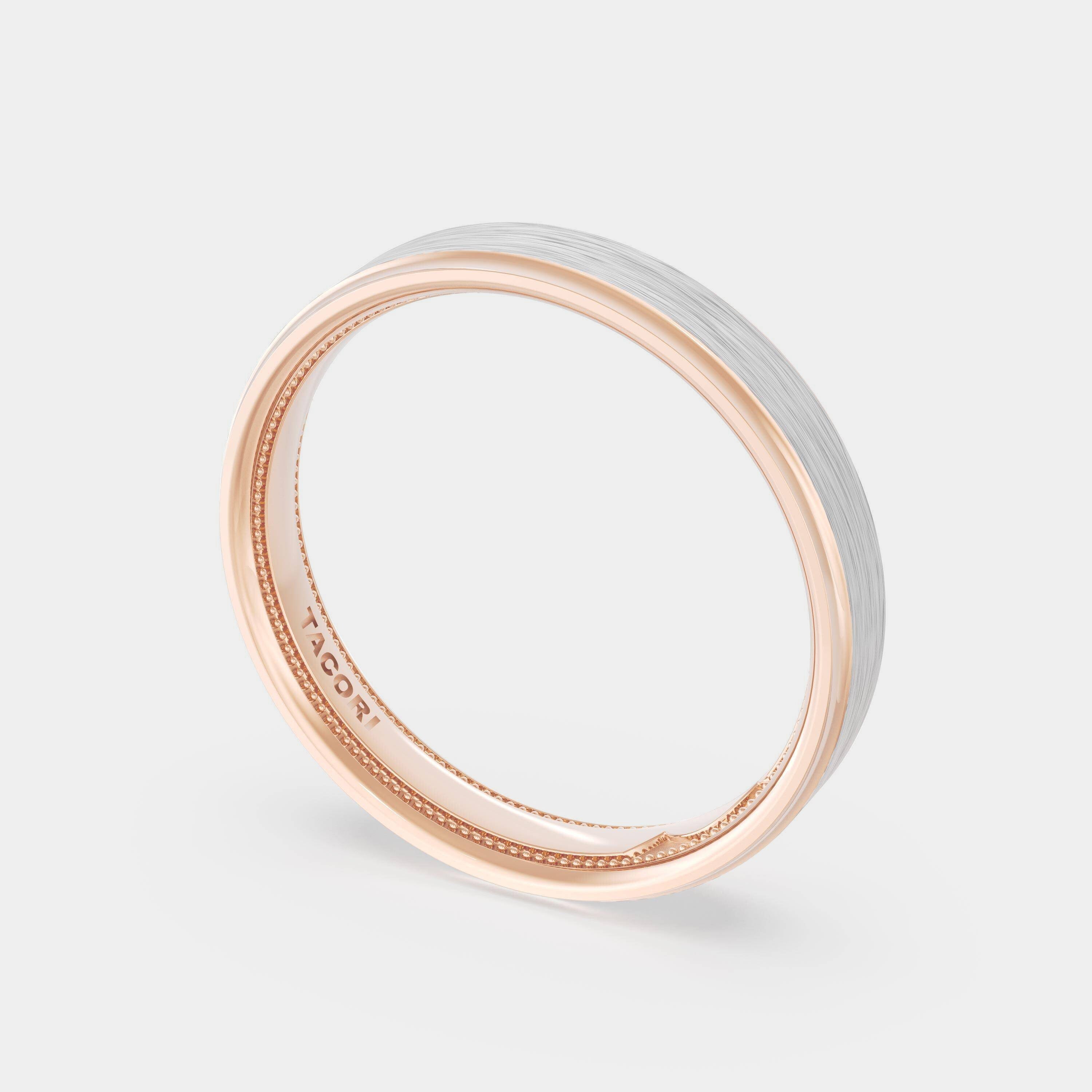 Brush Finish Wedding Ring 18k Rose/White Gold - 1634