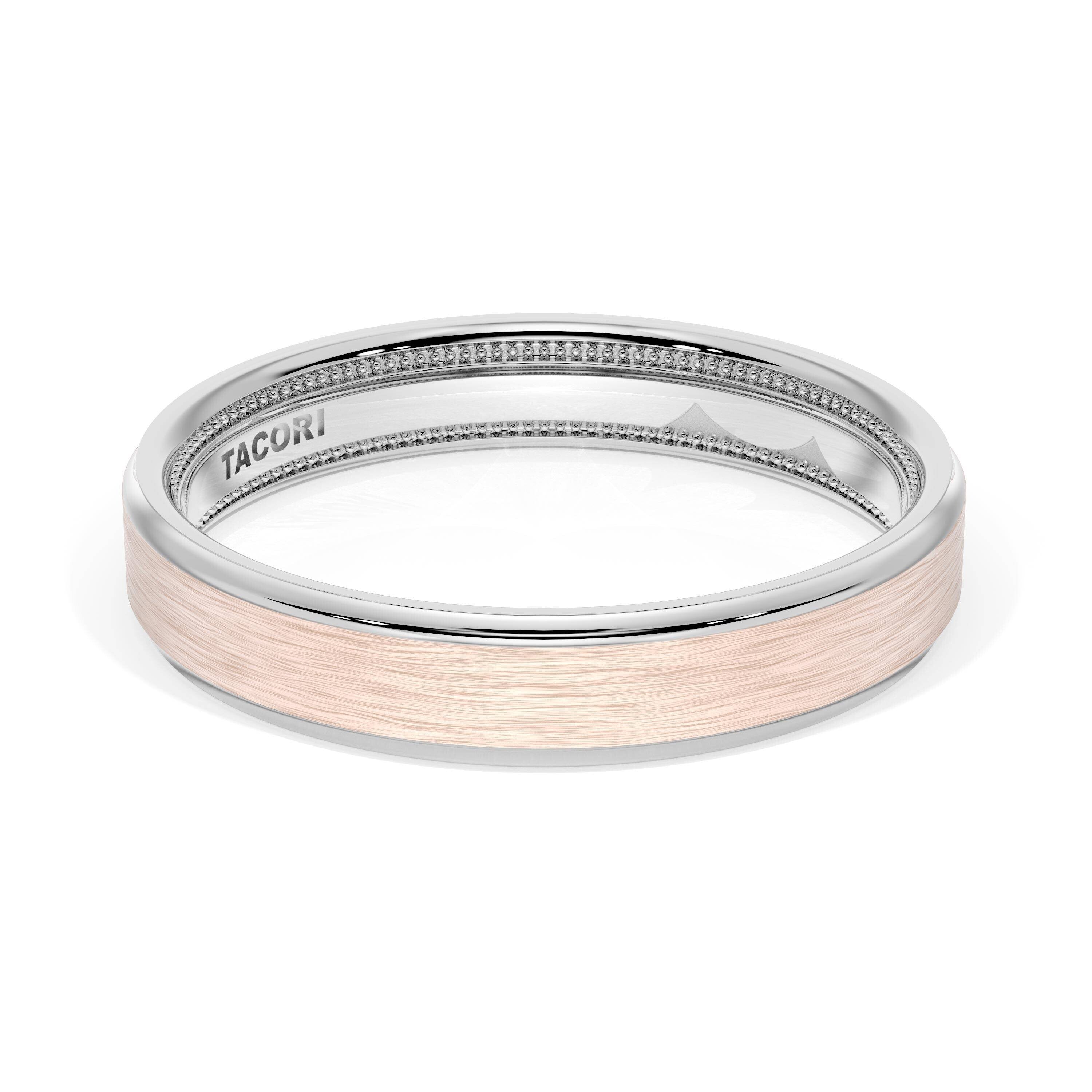 Brush Finish Wedding Ring 18k White/Rose Gold - 1634