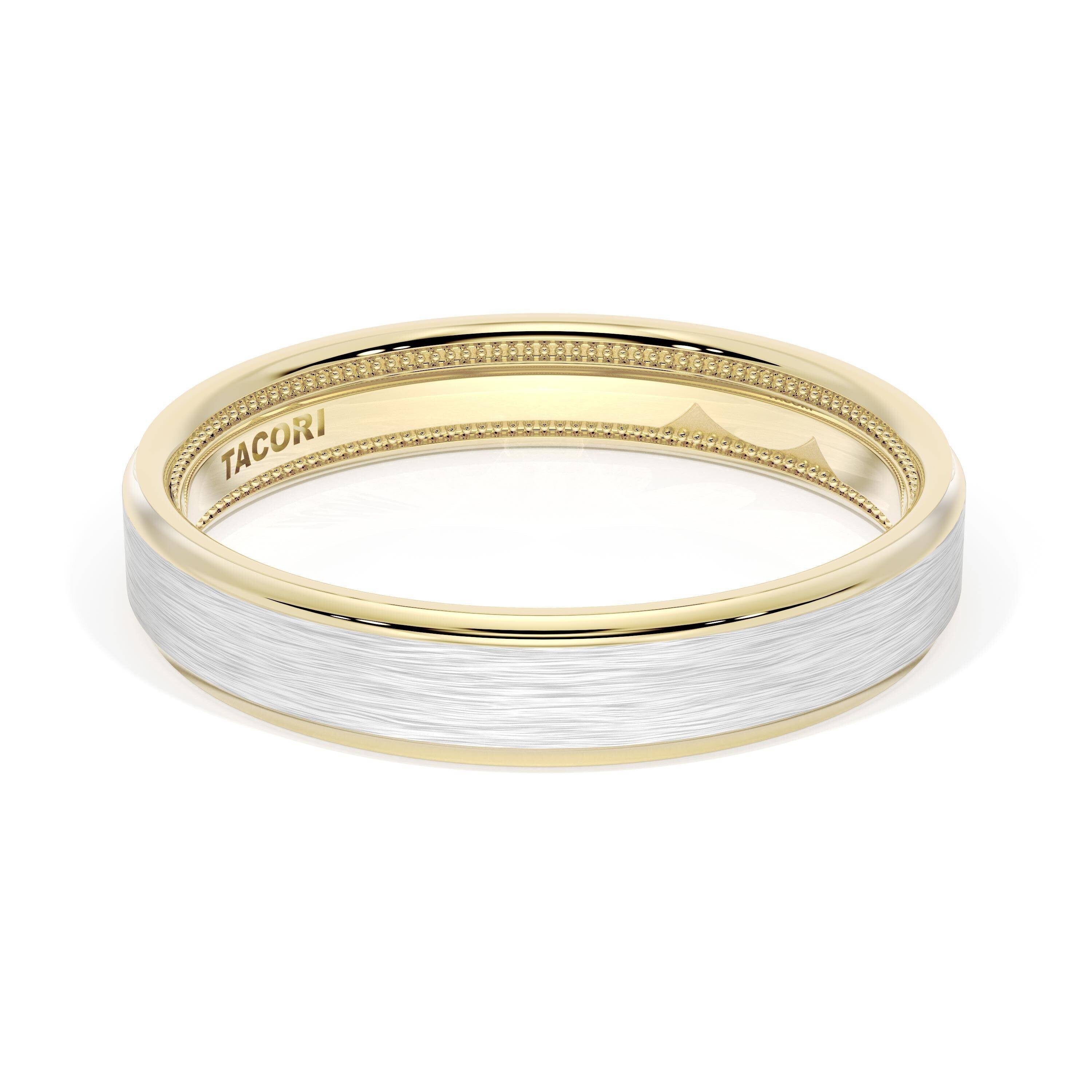 Brush Finish Wedding Ring 18k White/Yellow Gold - 1634