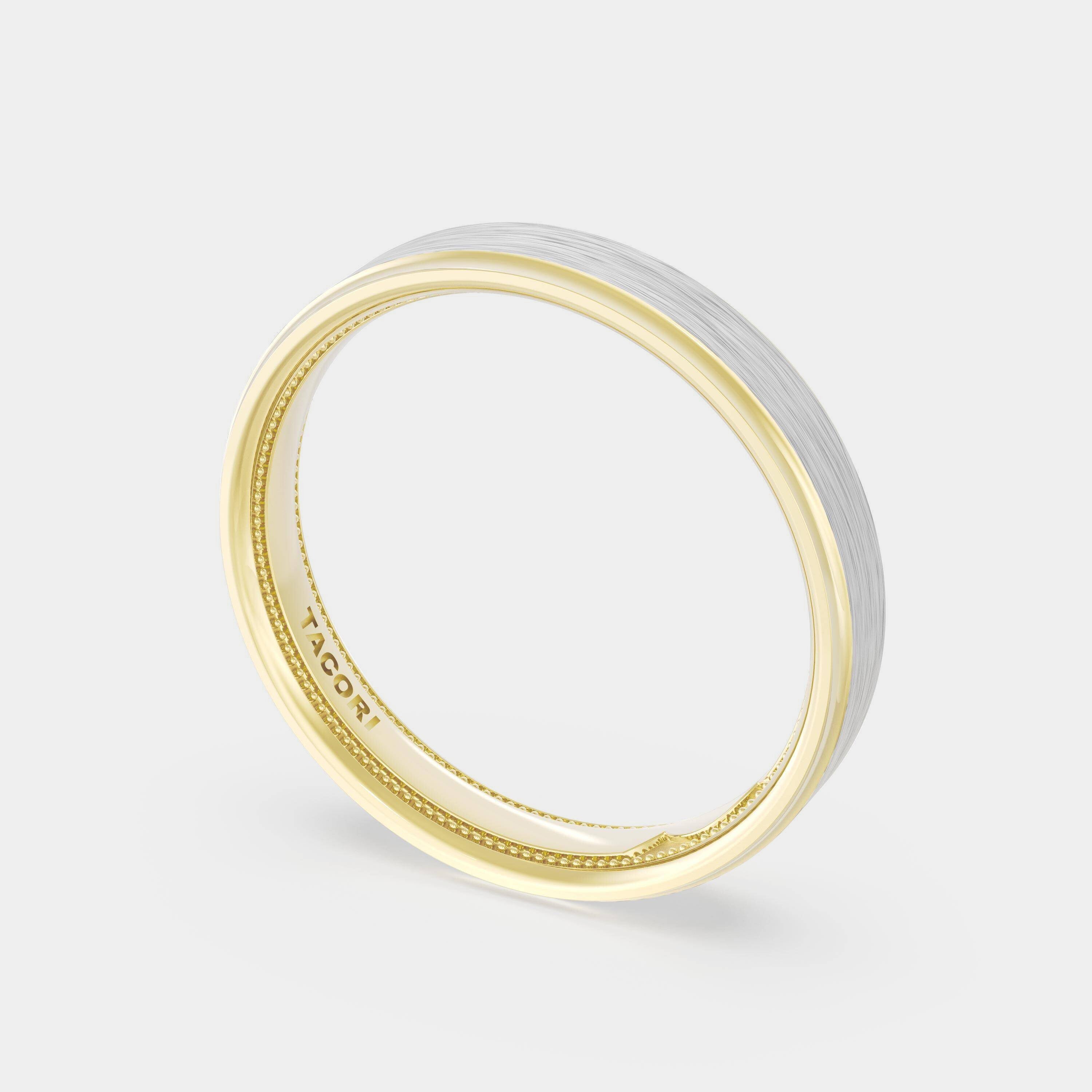 Brush Finish Wedding Ring 18k White/Yellow Gold - 1634