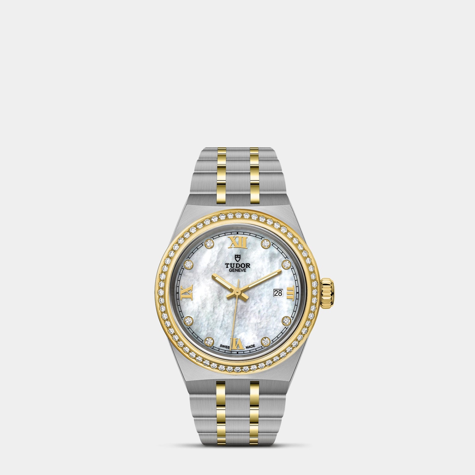 TUDOR Royal Two-Tone  28mm - Mother of Pearl Dial Diamond Bezel
