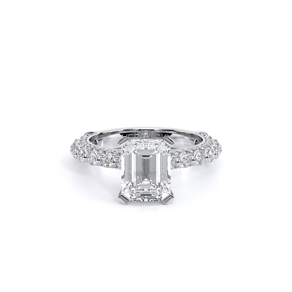 Emerald Pavé Platinum Engagement Ring - CTR-0488
