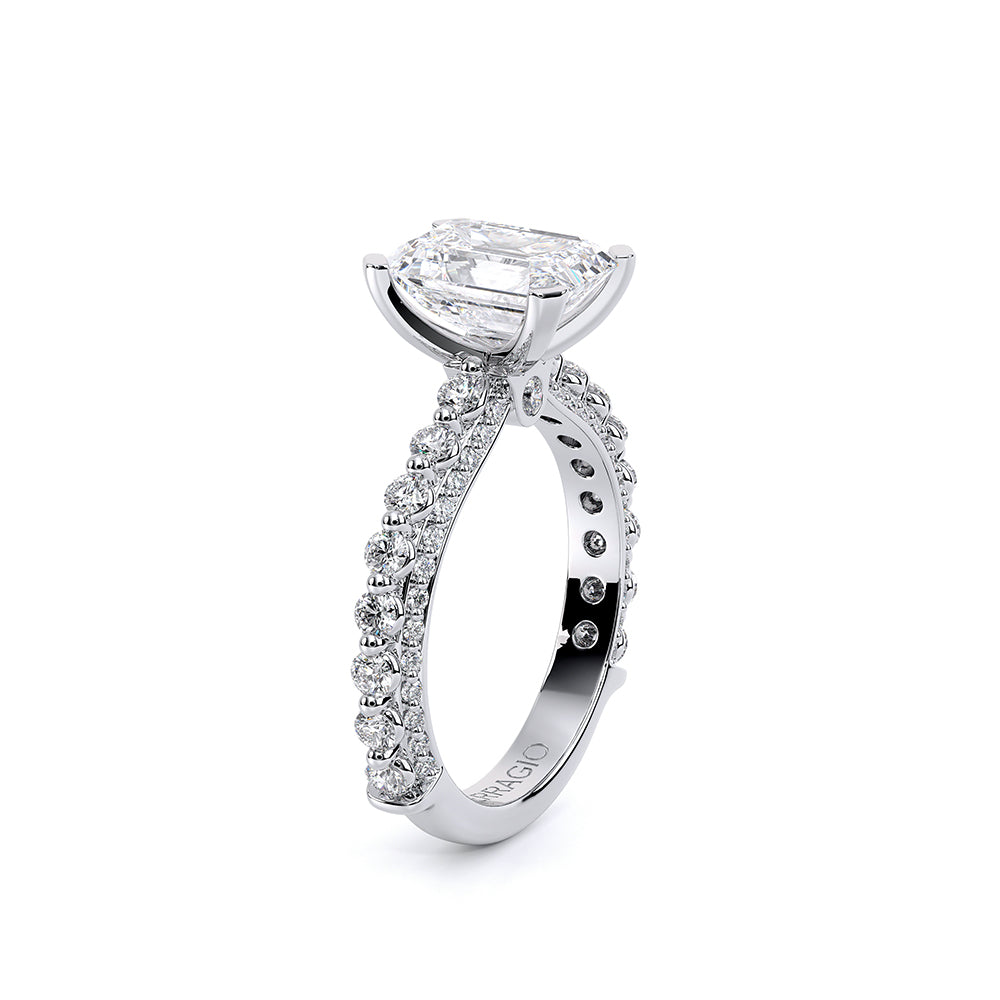 Emerald Pavé Platinum Engagement Ring - CTR-0488