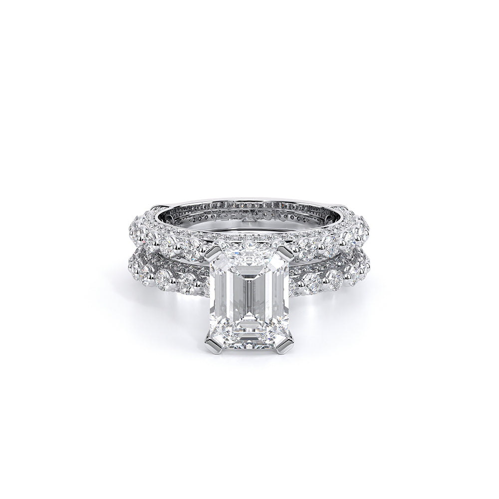 Emerald Pavé Platinum Engagement Ring - CTR-0488