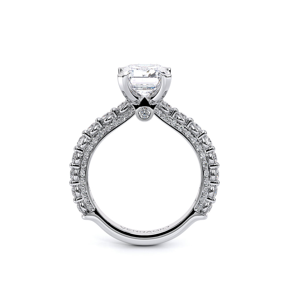 Emerald Pavé Platinum Engagement Ring - CTR-0488