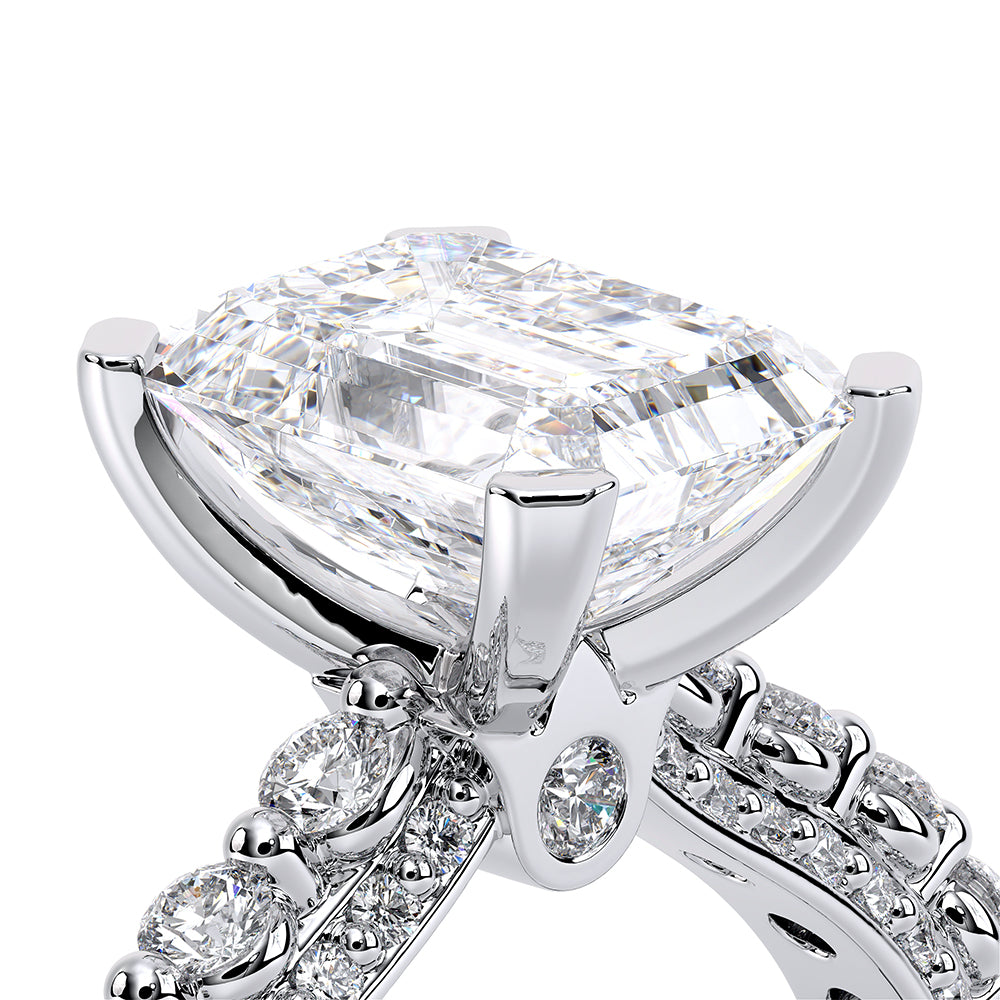 Emerald Pavé Platinum Engagement Ring - CTR-0488