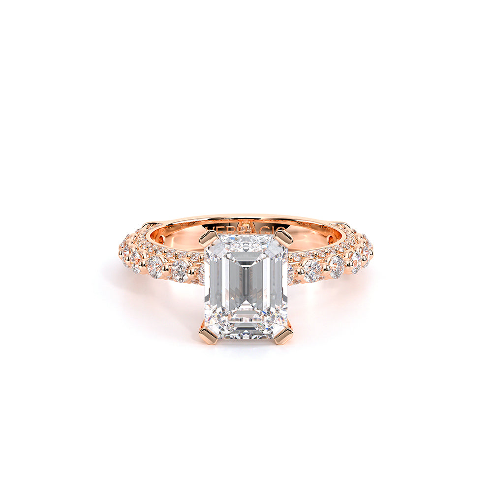 Emerald Pavé 18k Rose Gold Engagement Ring - CTR-0488