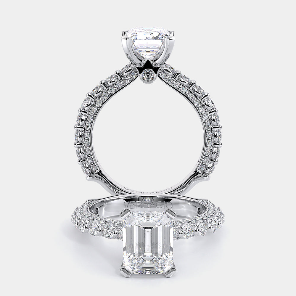 Emerald Pavé 14k White Gold Engagement Ring - CTR-0488