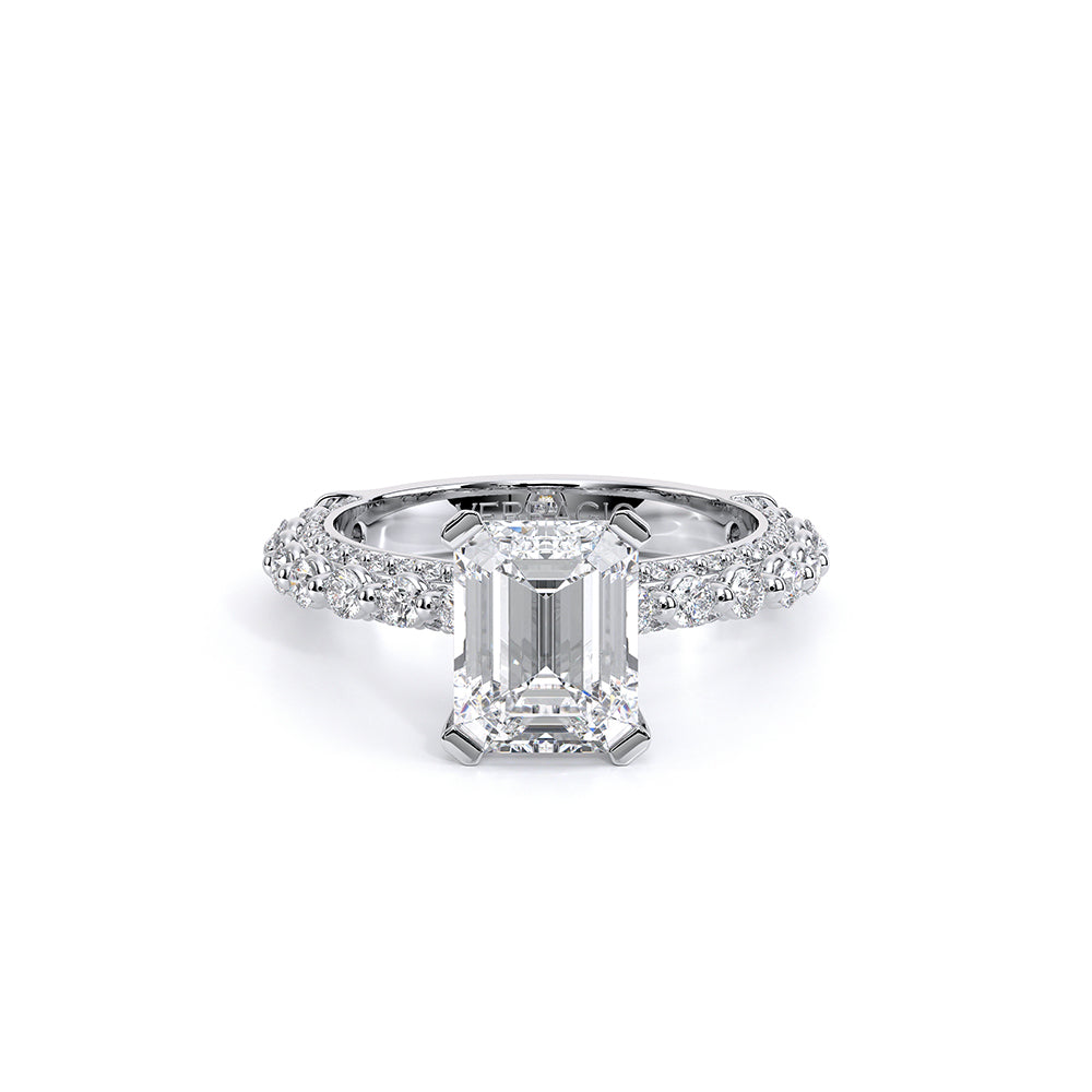 Emerald Pavé 18k White Gold Engagement Ring - CTR-0488