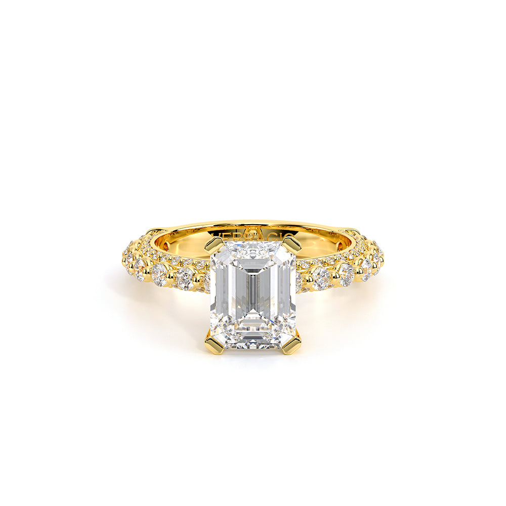 Emerald Pavé 18k Yellow Gold Engagement Ring - CTR-0488