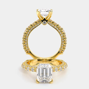 Emerald Pavé 18k Yellow Gold Engagement Ring - CTR-0488