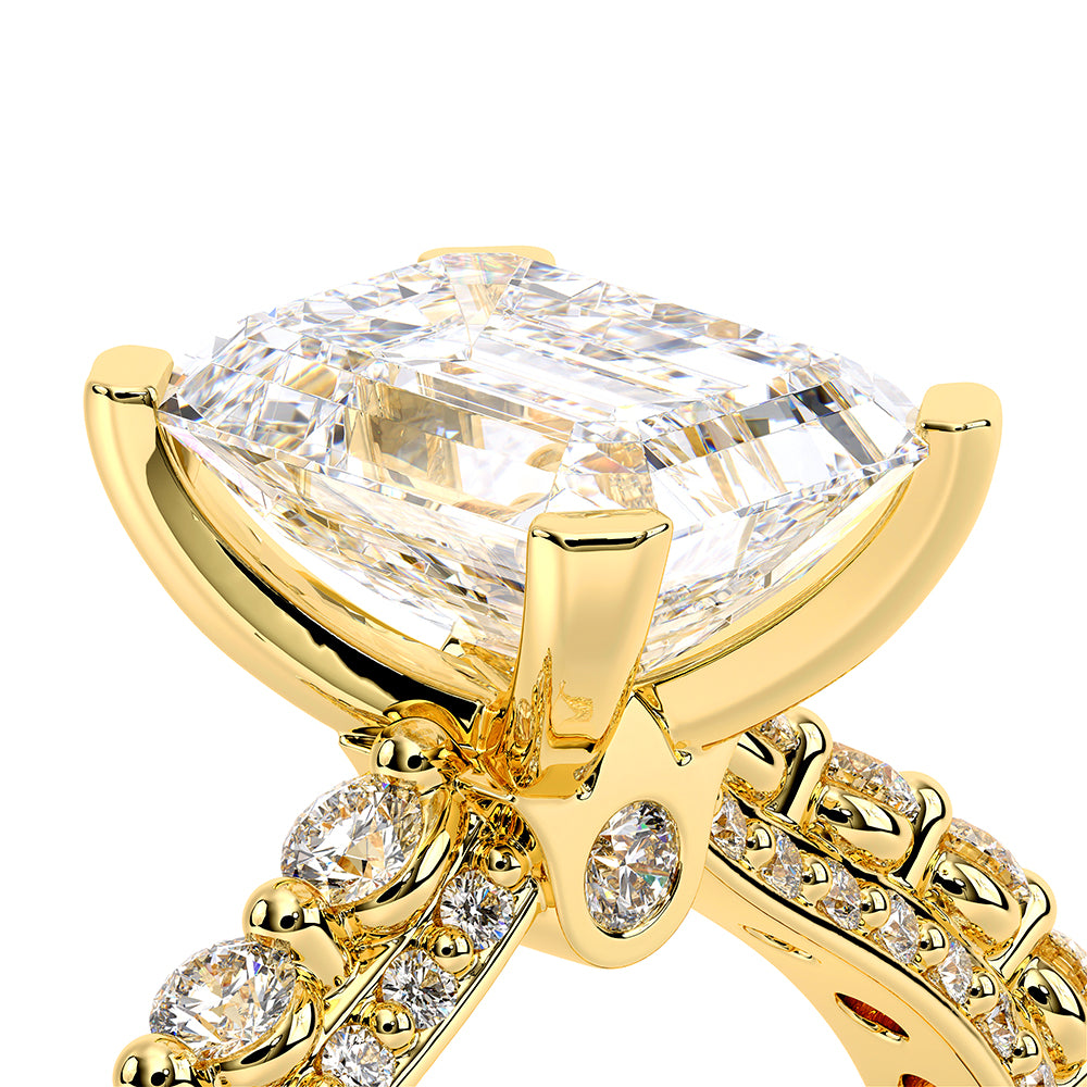 Emerald Pavé 18k Yellow Gold Engagement Ring - CTR-0488