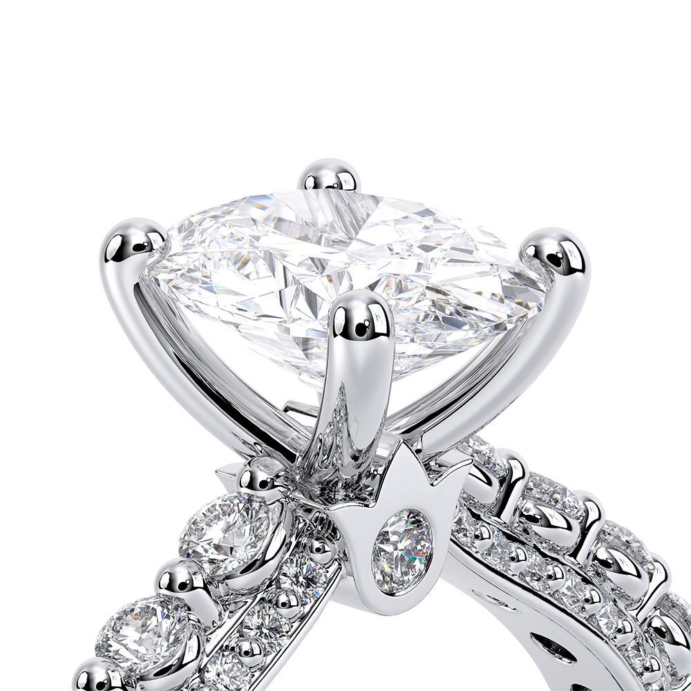 Oval Pavé Platinum Engagement Ring - CTR-0488