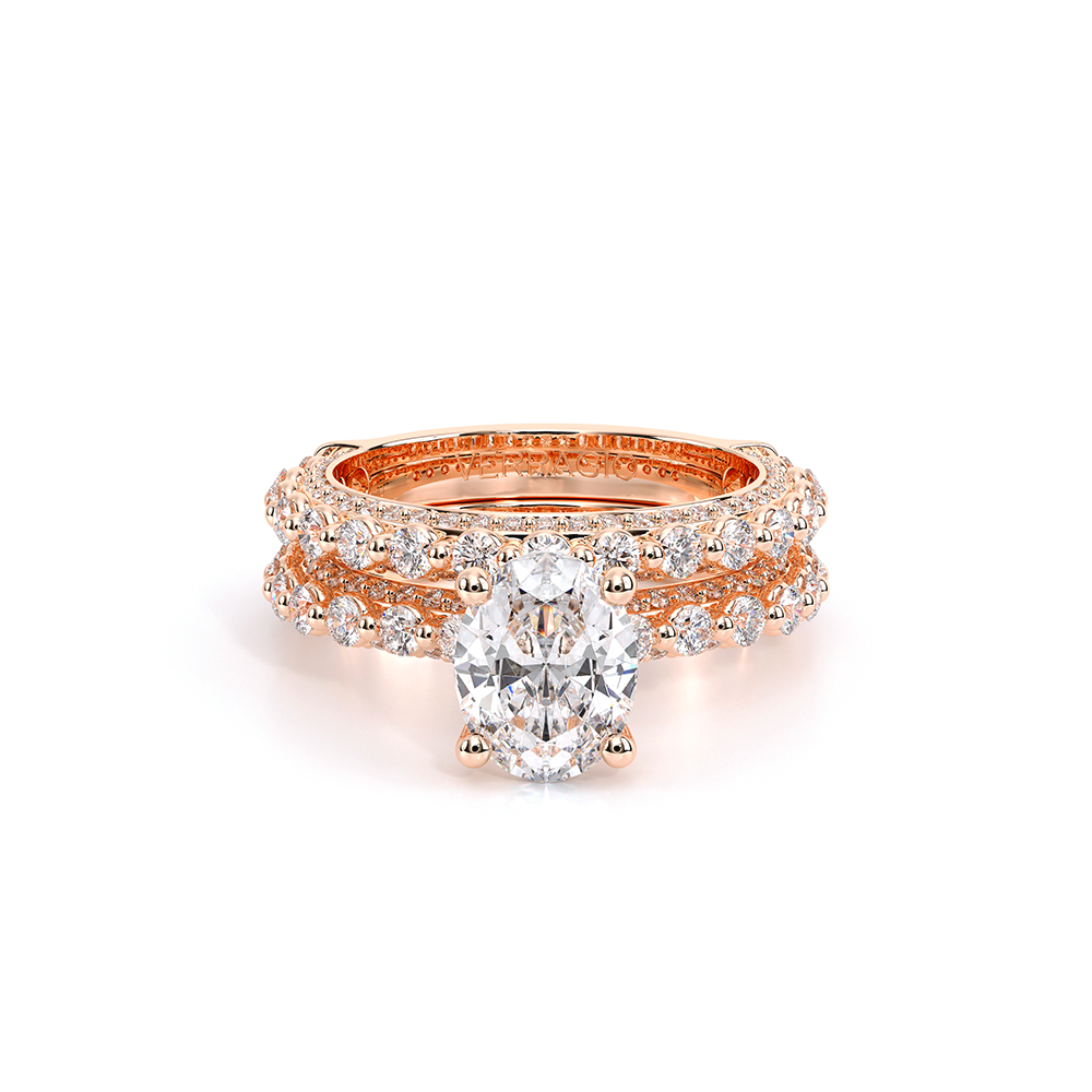 Oval Pavé 18k Rose Gold Engagement Ring - CTR-0488