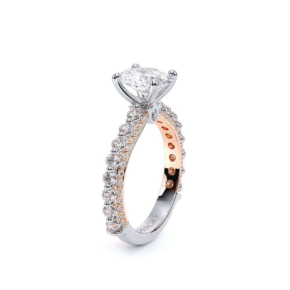 Oval Pavé 18k Rose and White Gold Engagement Ring - CTR-0488