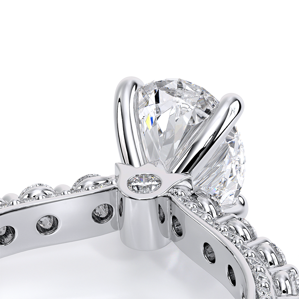 Oval Pavé 14k White Gold Engagement Ring - CTR-0488
