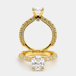Oval Pavé 14k Yellow Gold Engagement Ring - CTR-0488
