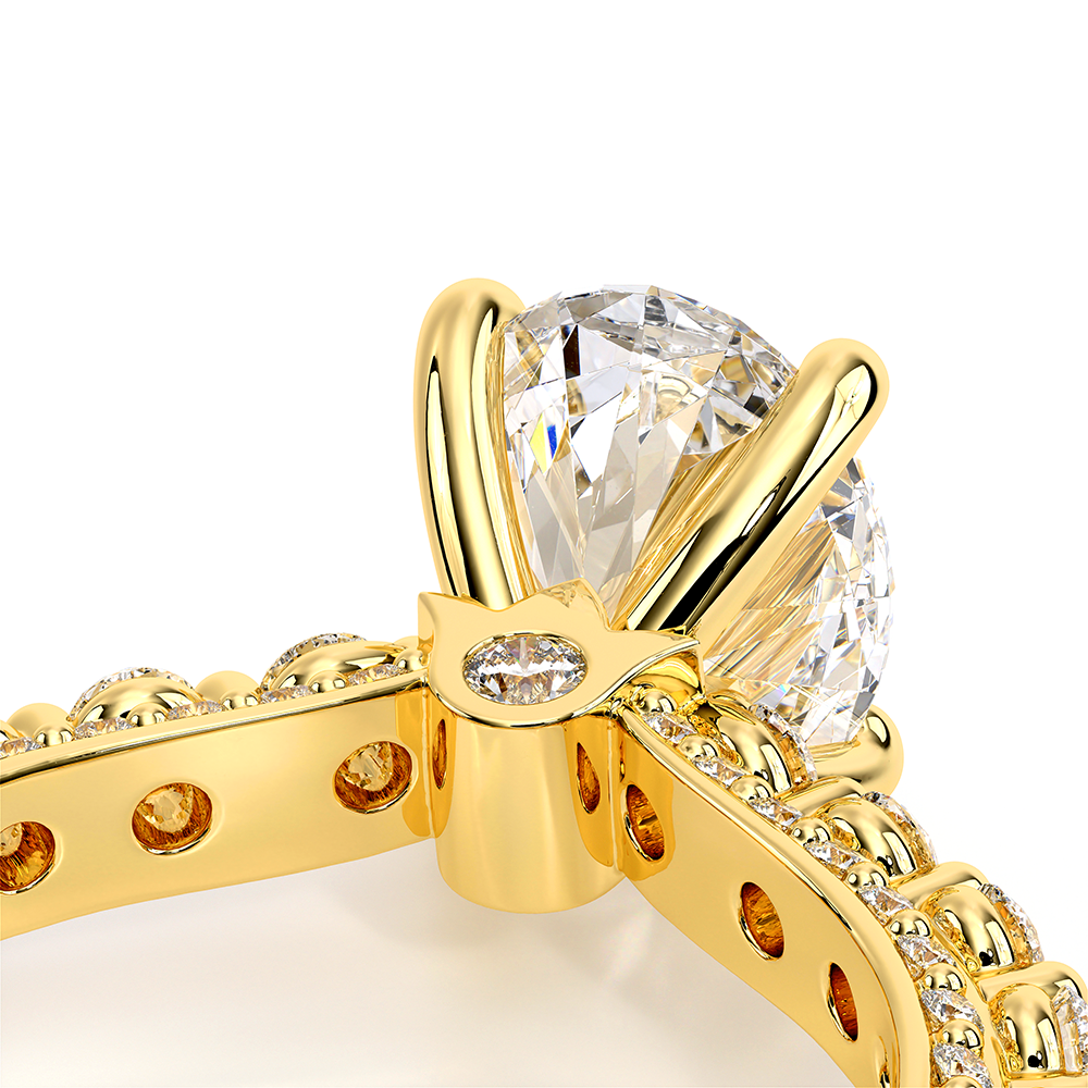 Oval Pavé 18k Yellow Gold Engagement Ring - CTR-0488