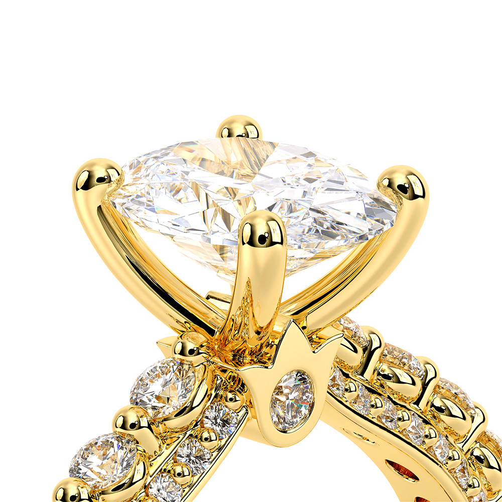 Oval Pavé 18k Yellow Gold Engagement Ring - CTR-0488