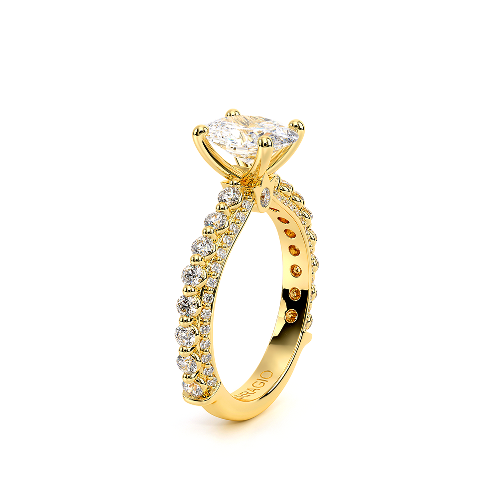 Oval Pavé 18k Yellow Gold Engagement Ring - CTR-0488
