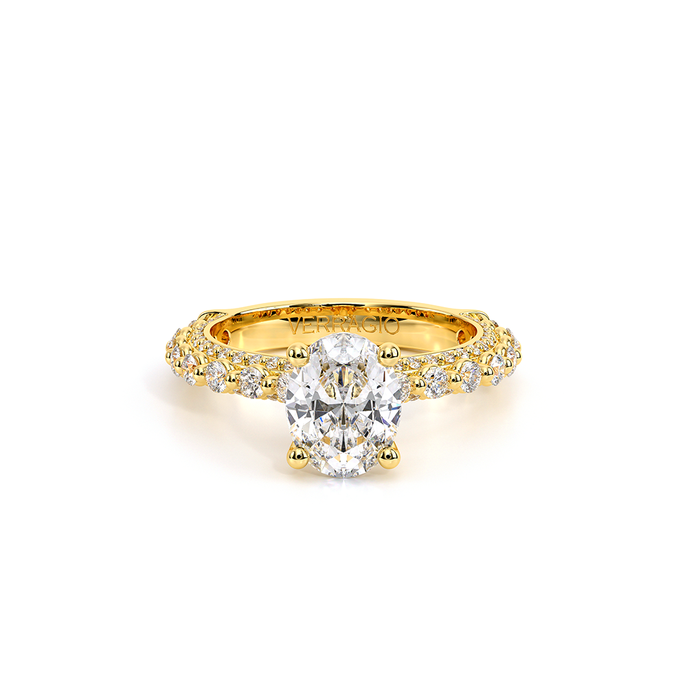 Oval Pavé 18k Yellow Gold Engagement Ring - CTR-0488