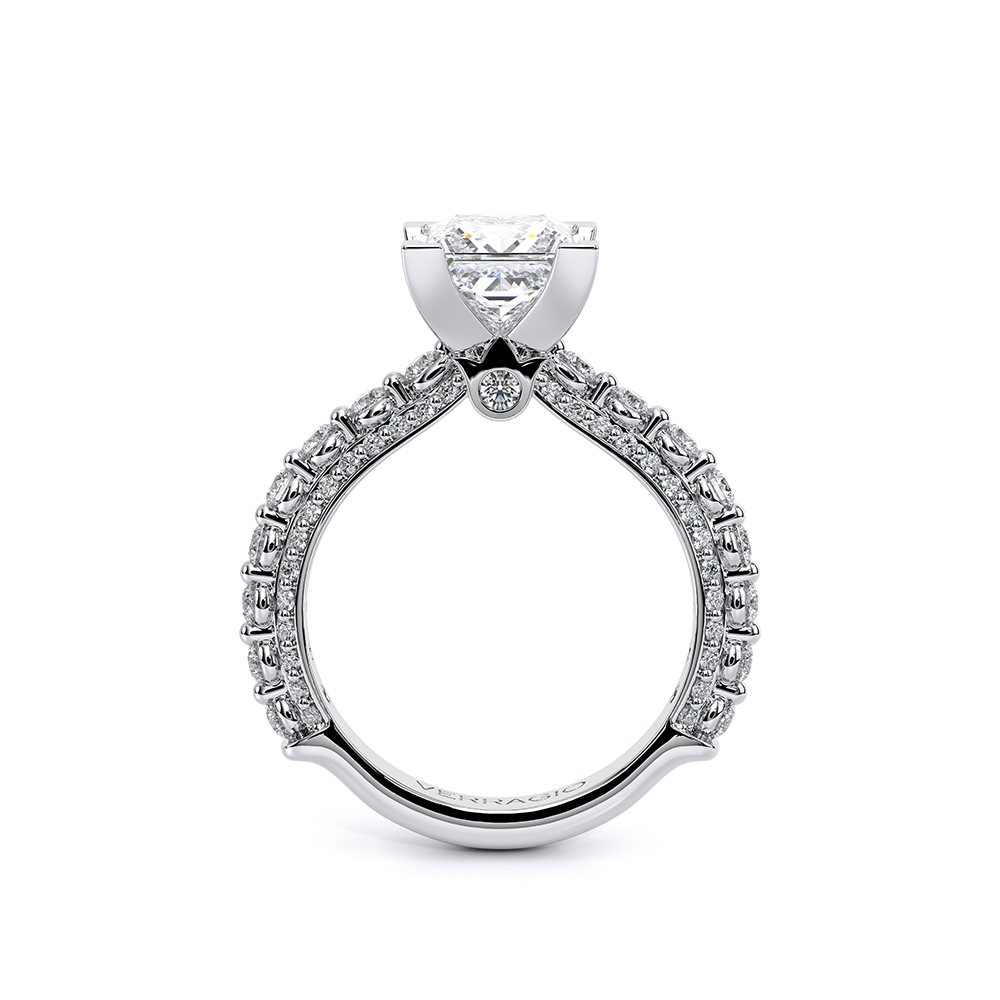 Princess Pavé Platinum Engagement Ring - CTR-0488
