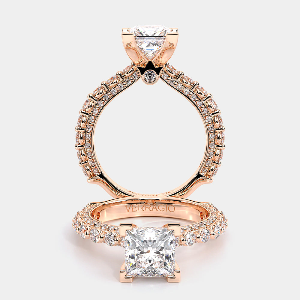 Princess Pavé 14k Rose Gold Engagement Ring - CTR-0488